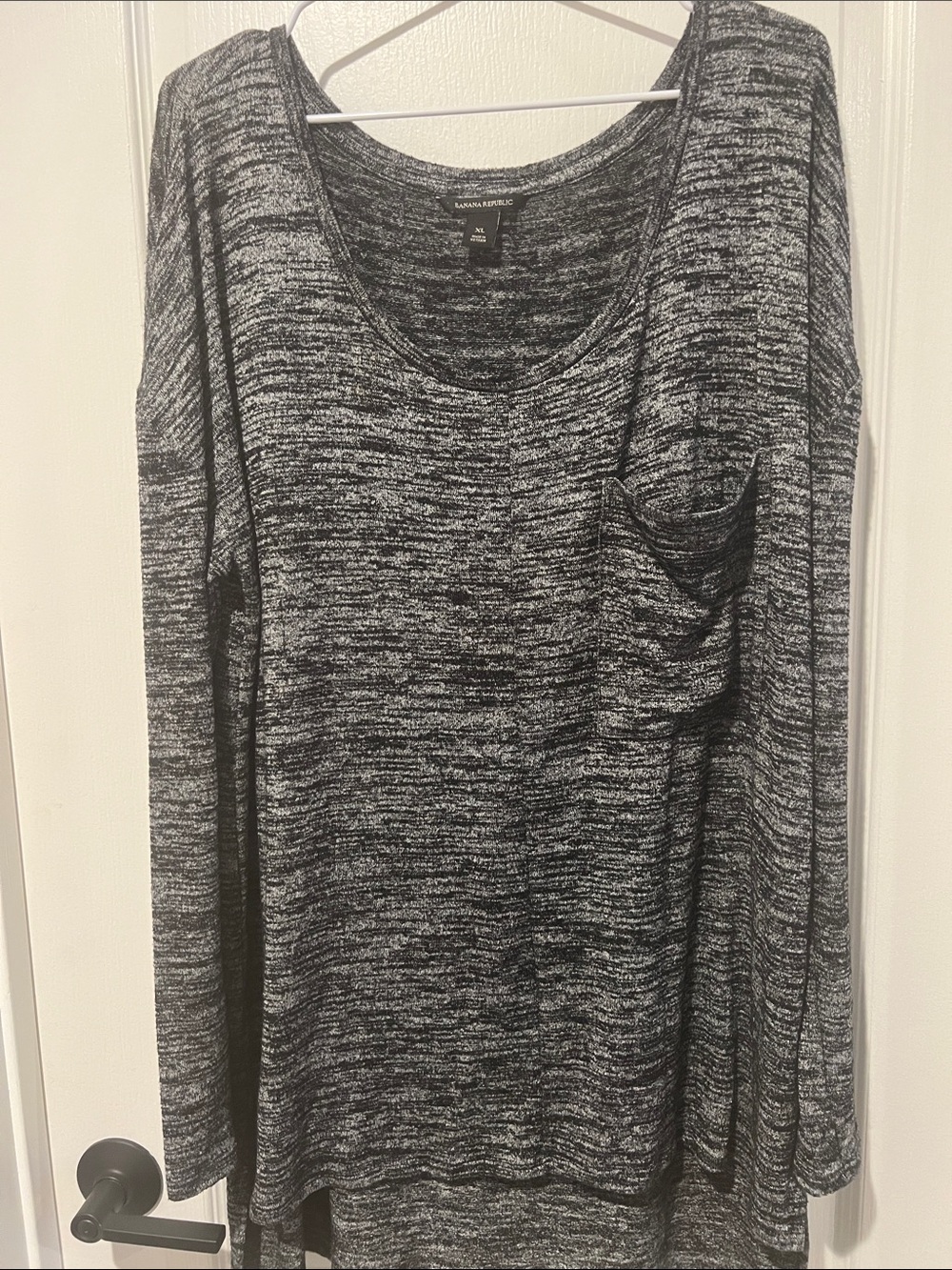 Banana Republic Black and Gray Marled Scoop Neck Sweater